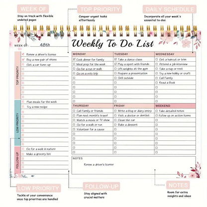 Weekly Desk Task Planner Pad Weekly To-Do