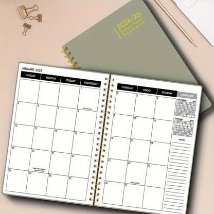 2024-2026 Academic Planner With Tabs, Holidays & Note Pages, Twin-Wire Binding