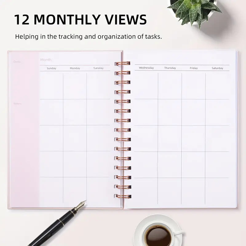 Undated Weekly And Monthly Planner Spiral Bound Pink