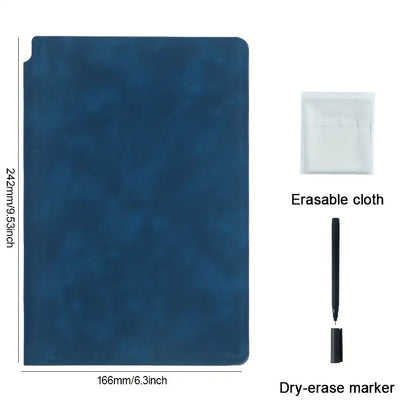 Stylish A5 Reusable Whiteboard Notebook with Free Whiteboard Pen