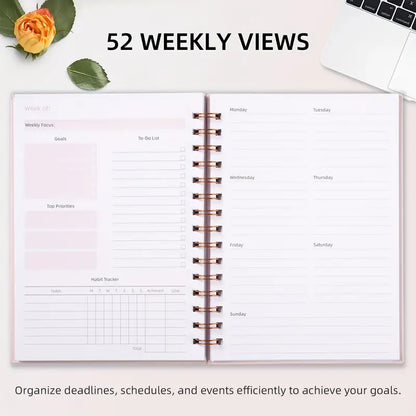 Undated Weekly And Monthly Planner Spiral Bound Pink