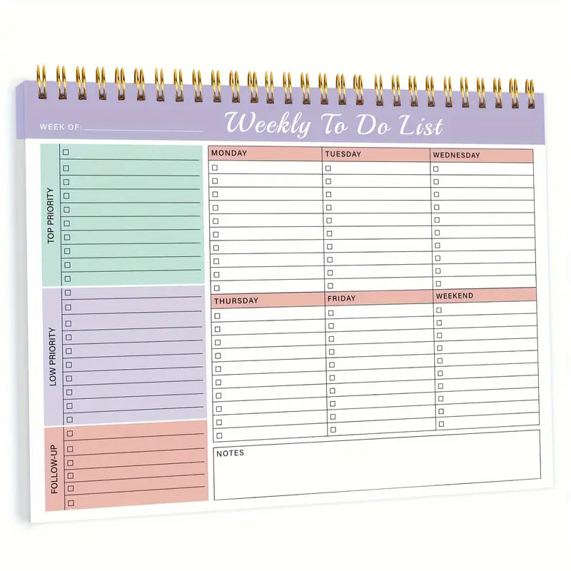 Weekly Desk Task Planner Pad Weekly To-Do