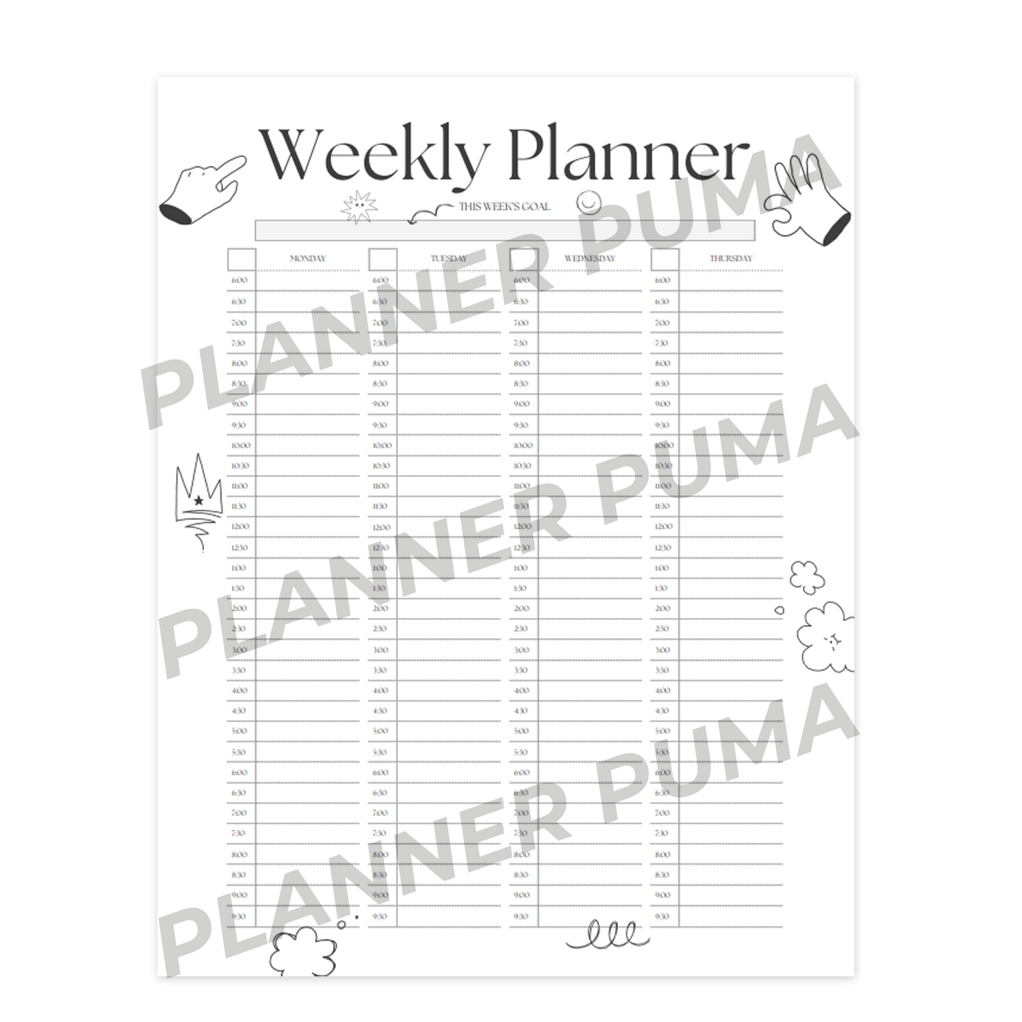 Free Weekly Planner Schedule