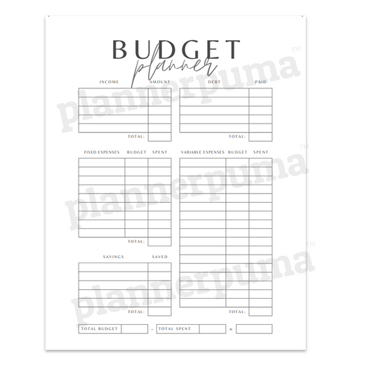 Simple Elegant Minimalistic Monthly Budget Tracker