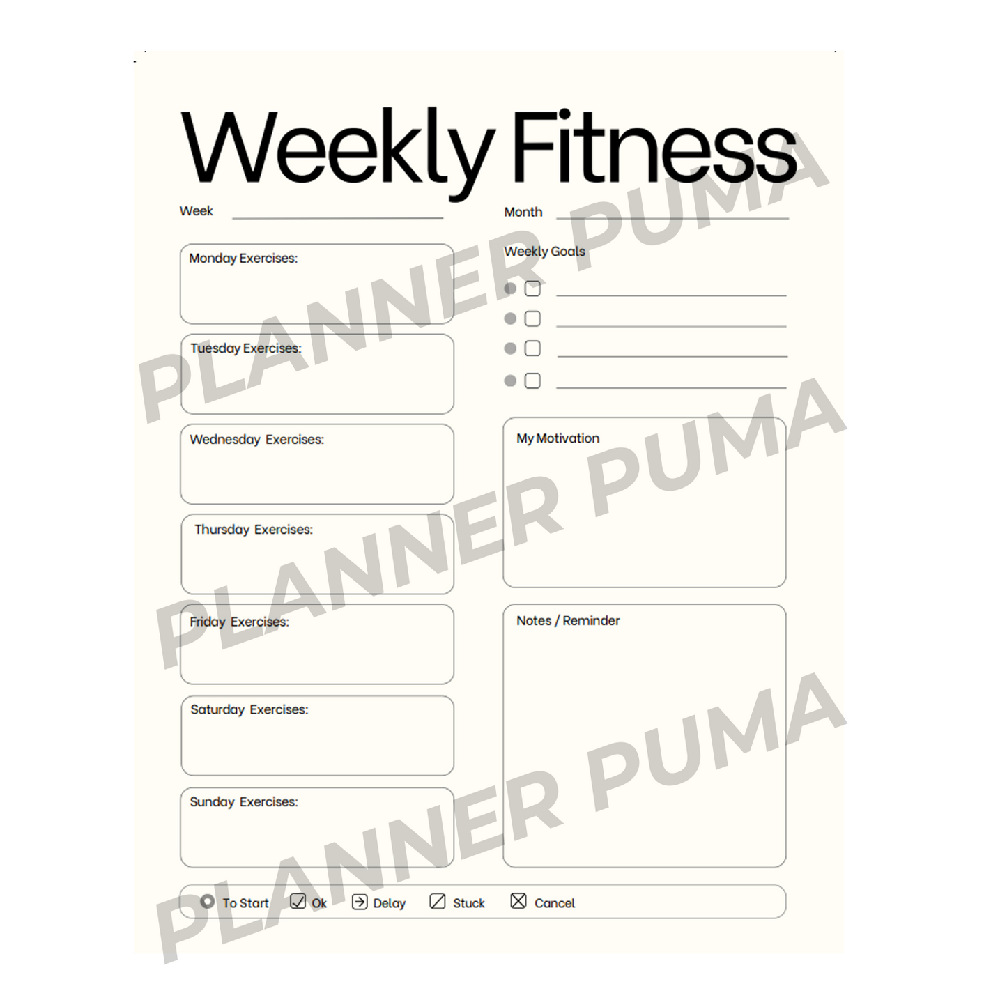 Weekly Fitness Planner